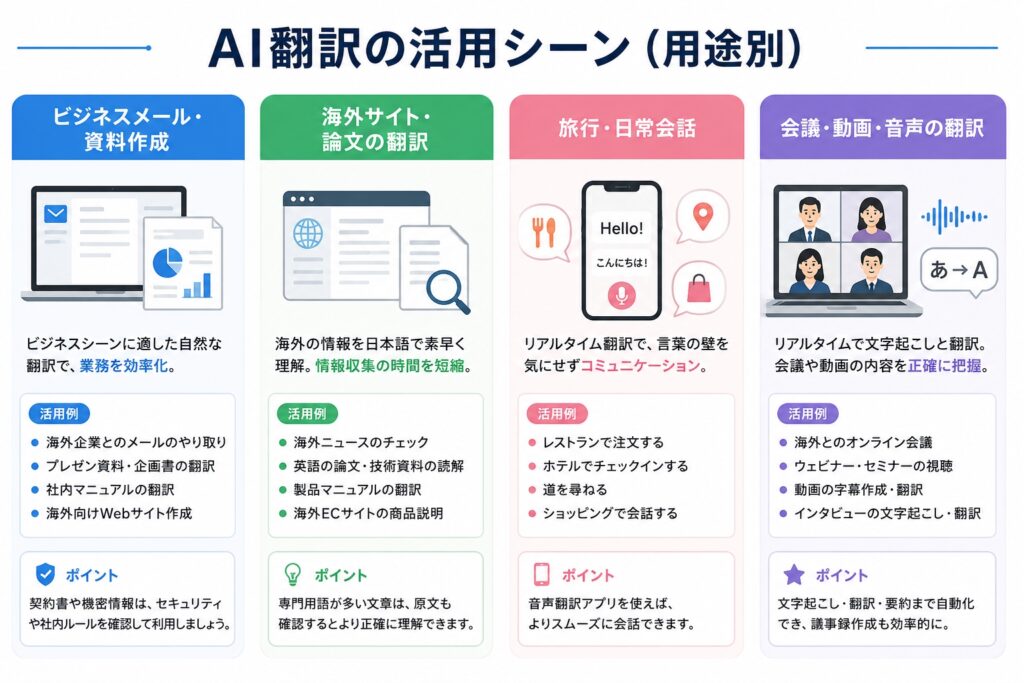 用途別に見るAI翻訳の活用シーン
