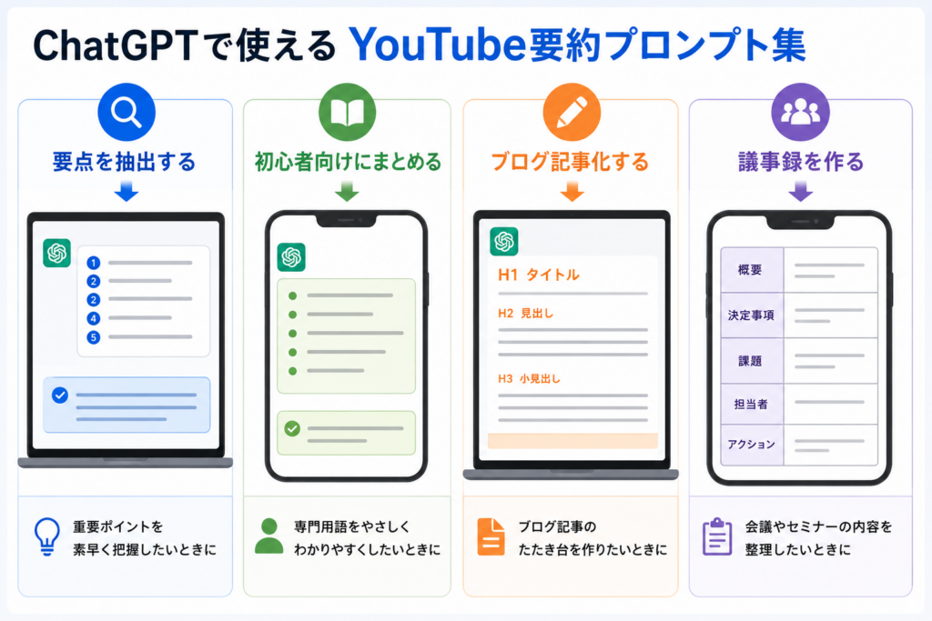 ChatGPTで使えるYouTube要約プロンプト集