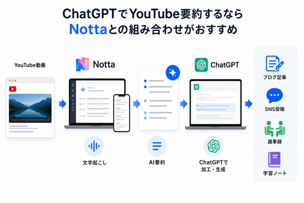 ChatGPTでYouTube要約をするならNottaとの組み合わせがおすすめ