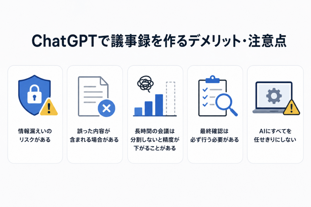 ChatGPTで議事録を作るデメリット・注意点