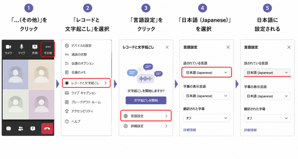 会議の音声言語を日本語に変更する