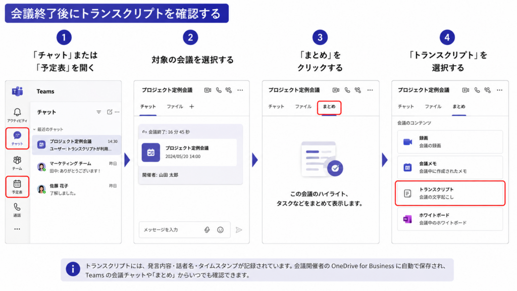 会議終了後にトランスクリプトを確認する
