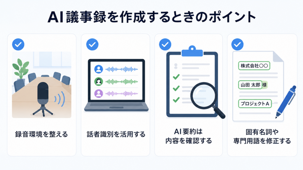 AI議事録を作成するときのポイント